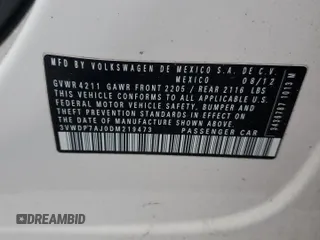 2013 Volkswagen Jetta SE z VIN 3VWDP7AJ0DM219473, wystawiony jako Copart lot #57700105 z przebiegiem 135 832 mil mil oraz Szkoda całkowita • Salvage title. Historia ofert i sprzedaży dostępna na DreamBid. Obrazek 13.