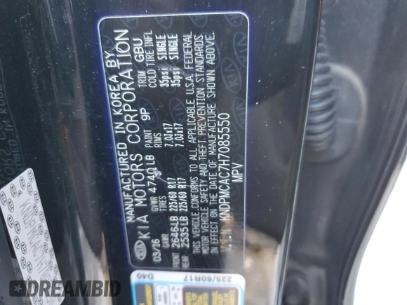 2017 Kia Sportage LX with VIN KNDPMCAC7H7085550, listed as a Copart auction lot 45225855 with 96,365 mi miles and Clean Title. Bid and sale history available at carsss.com. Image 13.