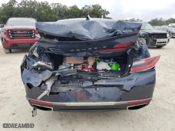 2021 Genesis G90 3.3T Premium with VIN KMTF34PA7MU085409, listed as a Copart auction lot 44455215 with 83,073 mi miles and Salvage Title. Bid and sale history available at carsss.com. Image 6.