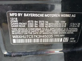 2019 BMW X1 sDrive28i with VIN WBXHU7C57K3H45035, listed as a Copart auction lot 47644493 with 34,629 mi miles. Bid and sale history available at carsss.com. Image 14.