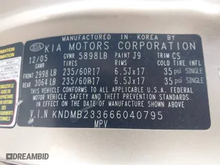 2006 Kia Sedona LX with VIN KNDMB233666040795, listed as a IAAI auction lot 41921051 with 200,410 mi miles. Bid and sale history available at carsss.com. Image 9.