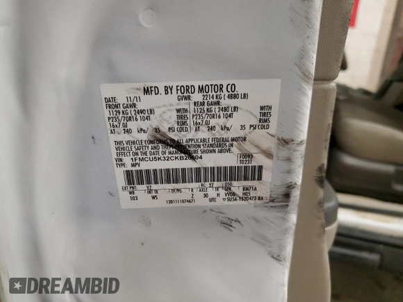 2012 Ford Escape Hybrid z VIN 1FMCU5K32CKB20604, wystawiony jako Copart lot #86421304 z przebiegiem 188 249 mil mil oraz Szkoda całkowita • Salvage title. Historia ofert i sprzedaży dostępna na DreamBid. Obrazek 13.