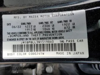 2022 Mazda Mazda3 Hatchback Preferred with VIN JM1BPBLL3N1519860, listed as a Copart auction lot 68737434 with 14,046 mi miles and Salvage Title. Bid and sale history available at carsss.com. Image 12.