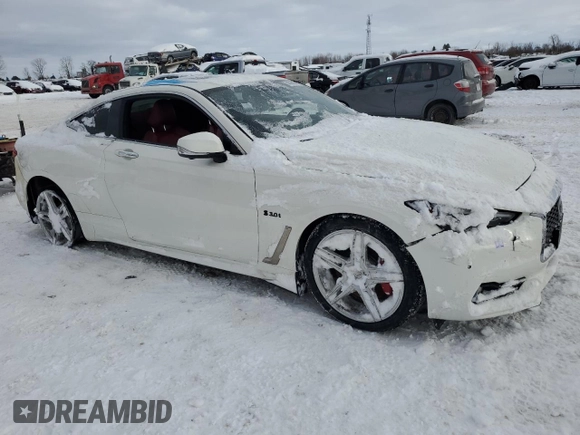 2017 Infiniti Q60 Red Sport 400 with VIN JN1FV7EL7HM701214, listed as a Copart auction lot 43966315 with Not provided miles and Clean title. Bid and sale history available at DreamBid. Image 4.