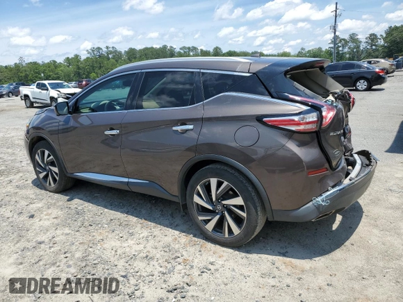2016 Nissan Murano Platinum with VIN 5N1AZ2MG9GN116593, listed as a Copart auction lot 58756125 with 77,121 mi miles and Salvage title. Bid and sale history available at DreamBid. Image 2.