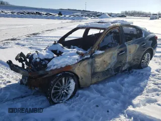 2018 Infiniti Q50 Luxe z VIN JN1EV7AR5JM611636, wystawiony jako Copart lot #45461895 z przebiegiem Nie podano mil oraz Szkoda całkowita • Salvage title. Historia ofert i sprzedaży dostępna na DreamBid. Obrazek 1.