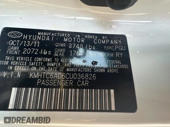 2012 Hyundai Veloster w/Gray Int с VIN KMHTC6AD6CU036826, выставлен на аукционе Copart как лот 48781135 с пробегом 169 498 миль миль и Чистый • Clean title. История ставок и продаж доступна на DreamBid. Изображение 10.