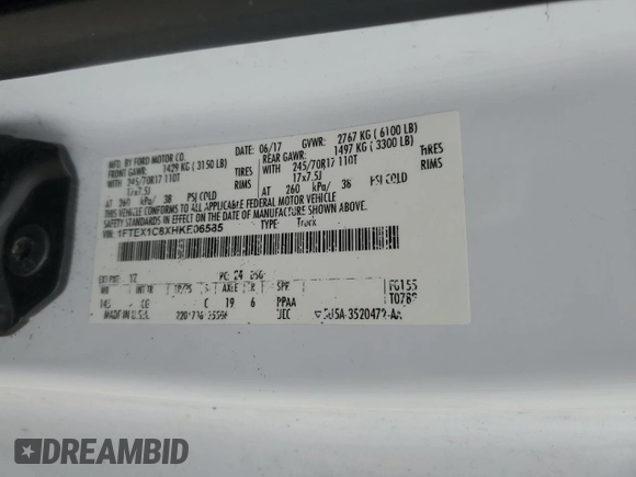 2017 Ford F-150 XL с VIN 1FTEX1C8XHKE06585, выставлен на аукционе Copart как лот 48120145 с пробегом 180 428 миль миль и Списание • Salvage title. История ставок и продаж доступна на DreamBid. Изображение 12.