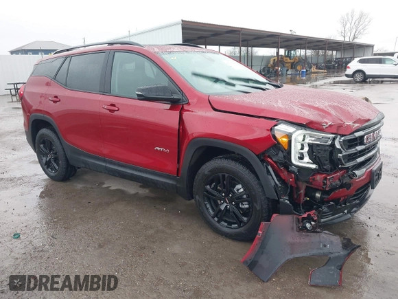 2024 GMC Terrain AT4 with VIN 3GKALYEG1RL386030, listed as a IAAI auction lot 41617586 with 9,658 mi miles and . Bid and sale history available at carsss.com. Image 1.