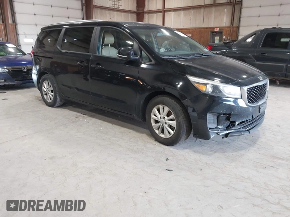 2016 Kia Sedona LX with VIN KNDMB5C10G6209405, listed as a IAAI auction lot 41849437 with 190,141 mi miles. Bid and sale history available at carsss.com. Image 1.