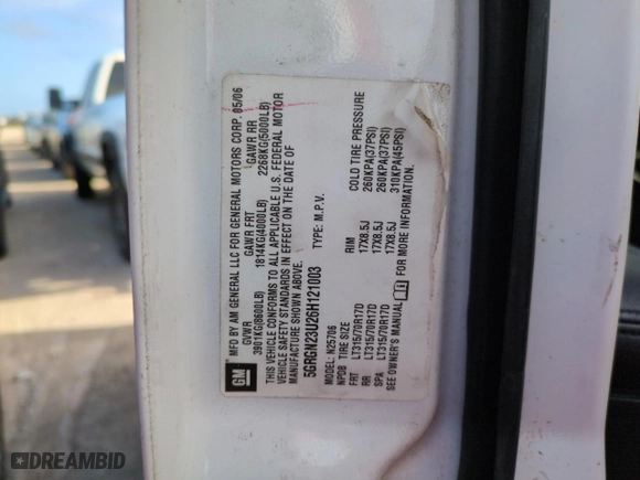 2006 Hummer H2 with VIN 5GRGN23U26H121003, listed as a Copart auction lot 74844994 with 0 mi miles and Salvage Title. Bid and sale history available at carsss.com. Image 13.