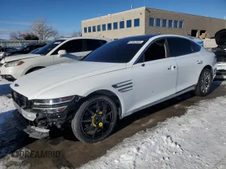 2021 Genesis G80 2.5T with VIN KMTGB4SC6MU044687, listed as a Copart auction lot 87952985 with 80,141 mi miles and Salvage Title. Bid and sale history available at carsss.com. Image 1.