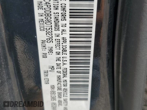 2013 Dodge Journey SXT with VIN 3C4PDDBG0DT532765, listed as a Copart auction lot 61481335 with 193,066 mi miles and Salvage title. Bid and sale history available at DreamBid. Image 13.