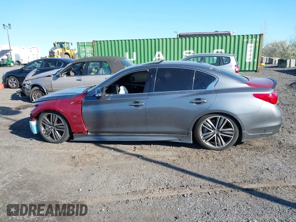 2014 Infiniti Q50 Sport with VIN JN1BV7AR9EM693864, listed as a IAAI auction lot 42050681 with 115,967 mi miles and . Bid and sale history available at carsss.com. Image 14.