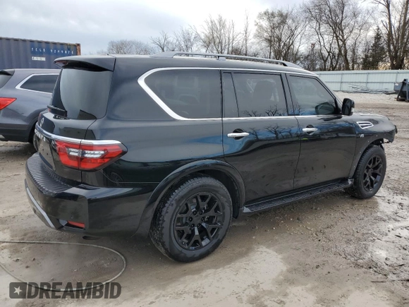 2021 Nissan Armada SV z VIN JN8AY2ADXM9662510, wystawiony jako Copart lot #81333914 z przebiegiem 97 166 mil mil oraz Nie do naprawy • Non repairable. Historia ofert i sprzedaży dostępna na DreamBid. Obrazek 3.
