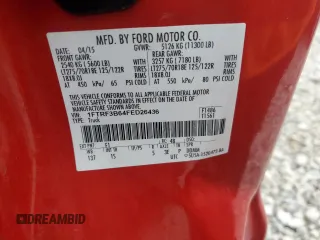2015 Ford F-350 XL with VIN 1FTRF3B64FED26436, listed as a Copart auction lot 81581004 with 152,690 mi miles and Salvage title. Bid and sale history available at DreamBid. Image 12.