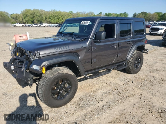 2022 Jeep Wrangler Unlimited Willys with VIN 1C4HJXDG1NW102069, listed as a Copart auction lot 52353995 with 33,328 mi miles and Salvage Title. Bid and sale history available at DreamBid. Image 1.