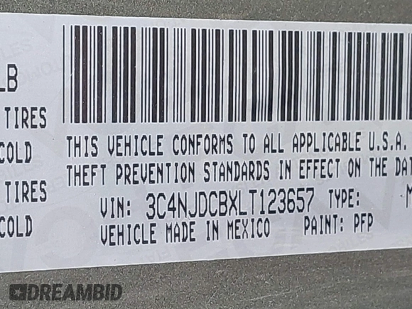 2020 Jeep Compass Limited with VIN 3C4NJDCBXLT123657, listed as a IAAI auction lot 42004527 with 99,669 mi miles and . Bid and sale history available at DreamBid. Image 9.