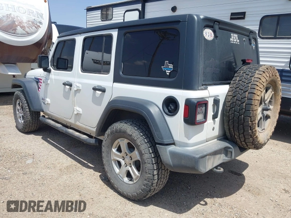 2018 Jeep Wrangler Unlimited Sport S with VIN 1C4HJXDG8JW127299, listed as a IAAI auction lot 42091561 with 116,082 mi miles and . Bid and sale history available at DreamBid. Image 3.