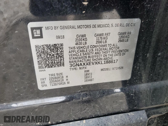2019 Chevrolet Equinox Premier with VIN 3GNAXXEVXKL188617, listed as a Copart auction lot 51913295 with Not Provided miles and Clean Title. Bid and sale history available at DreamBid. Image 14.