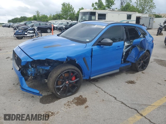 2020 Jaguar F-Pace SVR with VIN SADCZ2EE3LA617687, listed as a Copart auction lot 56555285 with 49,307 mi miles and Salvage Title. Bid and sale history available at DreamBid. Image 1.