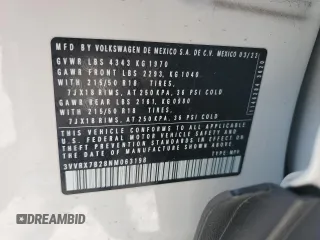 2022 Volkswagen Taos SE z VIN 3VVRX7B28NM063198, wystawiony jako Copart lot #56203605 z przebiegiem 35 220 mil mil oraz Szkoda całkowita • Salvage title. Historia ofert i sprzedaży dostępna na DreamBid. Obrazek 14.