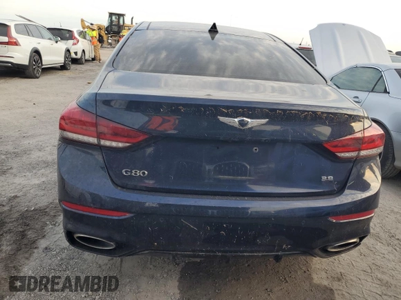2020 Genesis G80 3.8L with VIN KMTFN4JE2LU328905, listed as a Copart auction lot 74858024 with 0 mi miles and Salvage Title. Bid and sale history available at carsss.com. Image 6.