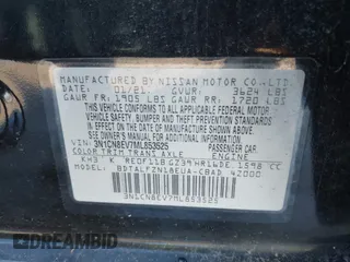 2021 Nissan Versa SV with VIN 3N1CN8EV7ML853525, listed as a IAAI auction lot 41664138 with 67,707 mi miles. Bid and sale history available at carsss.com. Image 9.
