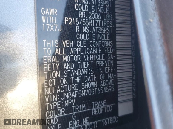 2016 Nissan Juke S with VIN JN8AF5MV0GT654595, listed as a Copart auction lot 47496055 with 15,989 mi miles and Salvage Title. Bid and sale history available at carsss.com. Image 12.