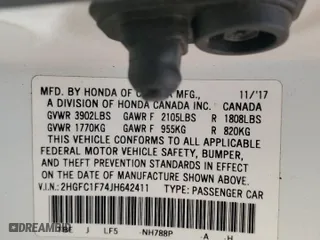 2018 Honda Civic Sedan EX-L with VIN 2HGFC1F74JH642411, listed as a Copart auction lot 51346795 with 0 mi miles and Salvage Title. Bid and sale history available at carsss.com. Image 13.