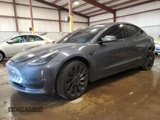 2022 Tesla Model 3 Performance with VIN 5YJ3E1EC6NF107912, listed as a Copart auction lot 46126545 with 31,389 mi miles and Salvage Title. Bid and sale history available at carsss.com. Image 1.