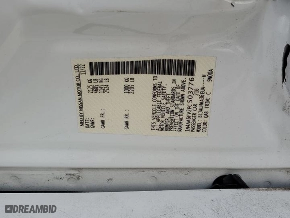 2023 Nissan Maxima Platinum with VIN 1N4AA6FV2PC503776, listed as a Copart auction lot 78817124 with 12,579 mi miles and Salvage Title. Bid and sale history available at carsss.com. Image 15.