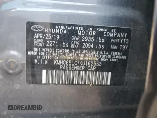 2019 Hyundai Ioniq Blue with VIN KMHC65LC7KU162553, listed as a Copart auction lot 82492024 with Not Provided miles and Salvage Title. Bid and sale history available at DreamBid. Image 12.