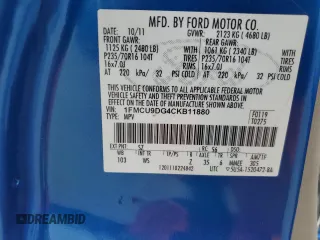 2012 Ford Escape XLT z VIN 1FMCU9DG4CKB11880, wystawiony jako Copart lot #61554935 z przebiegiem 139 385 mil mil oraz Szkoda całkowita • Salvage title. Historia ofert i sprzedaży dostępna na DreamBid. Obrazek 12.
