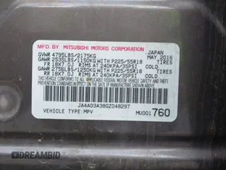 2016 Mitsubishi Outlander SE with VIN JA4AD3A38GZ048297, listed as a IAAI auction lot 42634676 with 223,715 mi miles and . Bid and sale history available at DreamBid. Image 9.