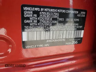 2017 Mitsubishi Outlander ES z VIN JA4AZ2A36HZ000780, wystawiony jako Copart lot #54489305 z przebiegiem 89 370 mil mil oraz Szkoda całkowita • Salvage title. Historia ofert i sprzedaży dostępna na DreamBid. Obrazek 13.