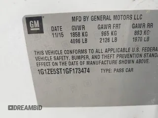 2016 Chevrolet Malibu LT with VIN 1G1ZE5ST1GF173474, listed as a IAAI auction lot 42041762 with 136,740 mi miles and . Bid and sale history available at DreamBid. Image 9.