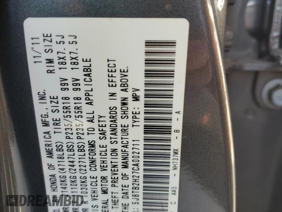 2012 Acura RDX with VIN 5J8TB2H27CA002711, listed as a Copart auction lot 82957504 with 156,955 mi miles and Salvage Title. Bid and sale history available at carsss.com. Image 14.