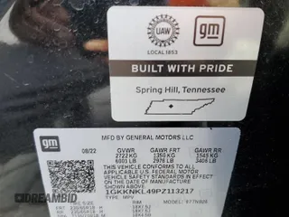 2023 GMC Acadia SLE with VIN 1GKKNKL49PZ113217, listed as a Copart auction lot 53402645 with 37,027 mi miles and Clean title. Bid and sale history available at DreamBid. Image 13.