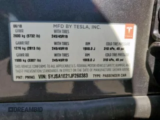 2018 Tesla Model S 75D с VIN 5YJSA1E21JF260383, выставлен на аукционе Copart как лот 61927665 с пробегом 74 644 миль миль и Списание • Salvage title. История ставок и продаж доступна на DreamBid. Изображение 12.