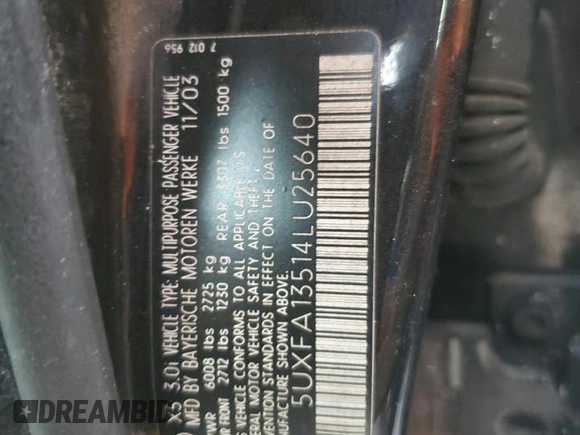 2004 BMW X5 3.0i with VIN 5UXFA13514LU25640, listed as a Copart auction lot 74727494 with 83,061 mi miles and Salvage Title. Bid and sale history available at carsss.com. Image 14.
