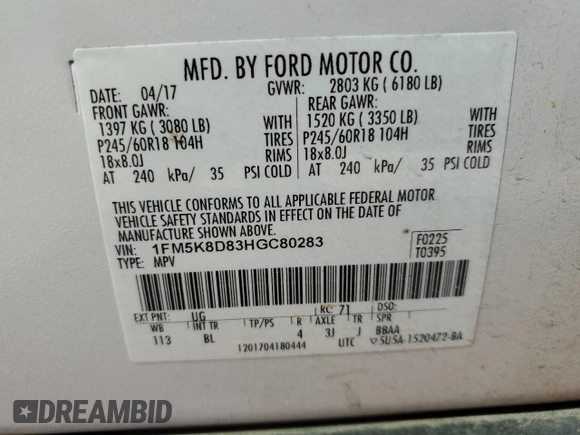 2017 Ford Explorer XLT с VIN 1FM5K8D83HGC80283, выставлен на аукционе Copart как лот 48674475 с пробегом 190 029 миль миль и Списание • Salvage title. История ставок и продаж доступна на DreamBid. Изображение 15.