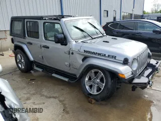 2020 Jeep Wrangler Unlimited Sahara with VIN 1C4HJXEG7LW297722, listed as a Copart auction lot 55295025 with 69,064 mi miles and Salvage title. Bid and sale history available at DreamBid. Image 4.