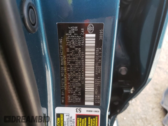 2025 Toyota Camry LE with VIN 4T1DAACK6SU047431, listed as a Copart auction lot 48155575 with 9,008 mi miles and Salvage Title. Bid and sale history available at DreamBid. Image 14.