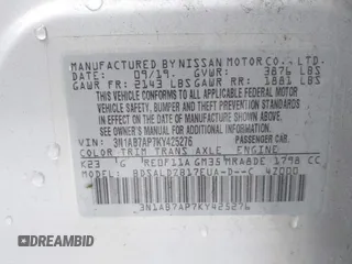 2019 Nissan Sentra S z VIN 3N1AB7AP7KY425276, wystawiony jako IAAI lot #41745256 z przebiegiem 72 306 mil mil oraz . Historia ofert i sprzedaży dostępna na DreamBid. Obrazek 9.