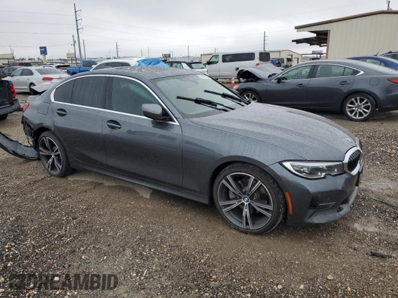 2019 BMW 3 Series 330i with VIN 3MW5R1J53K8B00546, listed as a Copart auction lot 82967224 with 0 mi miles and Salvage Title. Bid and sale history available at carsss.com. Image 4.