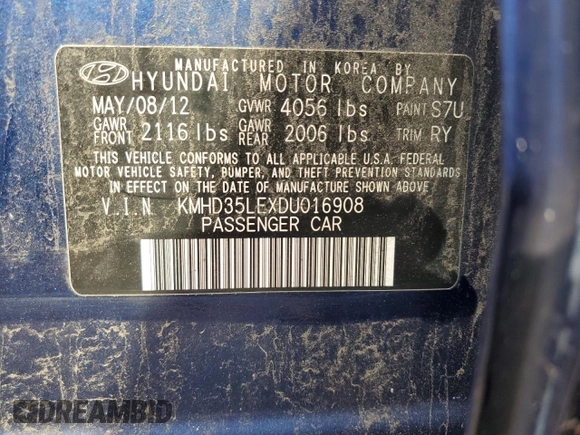 2013 Hyundai Elantra GT with VIN KMHD35LEXDU016908, listed as a Copart auction lot 62122514 with 115,407 mi miles and Salvage Title. Bid and sale history available at carsss.com. Image 13.