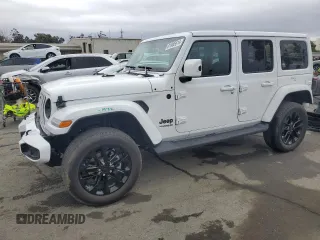 2021 Jeep Wrangler Unlimited Sahara High Altitude with VIN 1C4HJXEM2MW539162, listed as a Copart auction lot 81985614 with Not provided miles and Salvage title. Bid and sale history available at DreamBid. Image 1.