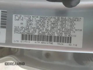 2007 Toyota Tacoma PreRunner z VIN 3TMJU62NX7M048827, wystawiony jako Copart lot #54663895 z przebiegiem 186 921 mil mil oraz Szkoda całkowita • Salvage title. Historia ofert i sprzedaży dostępna na DreamBid. Obrazek 12.