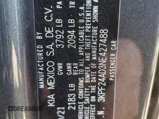 2022 Kia Forte LXS with VIN 3KPF24AD3NE427488, listed as a Copart auction lot 52074775 with 49,715 mi miles and Salvage Title. Bid and sale history available at carsss.com. Image 12.